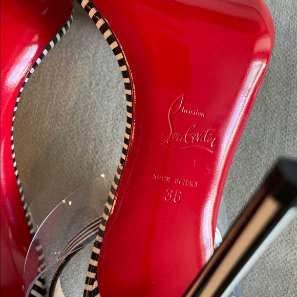 NWT💙CHRISTIAN LOUBOUTIN💙Patent PVC Striped Illusion Jonatina 100 - Picture 9 of 9